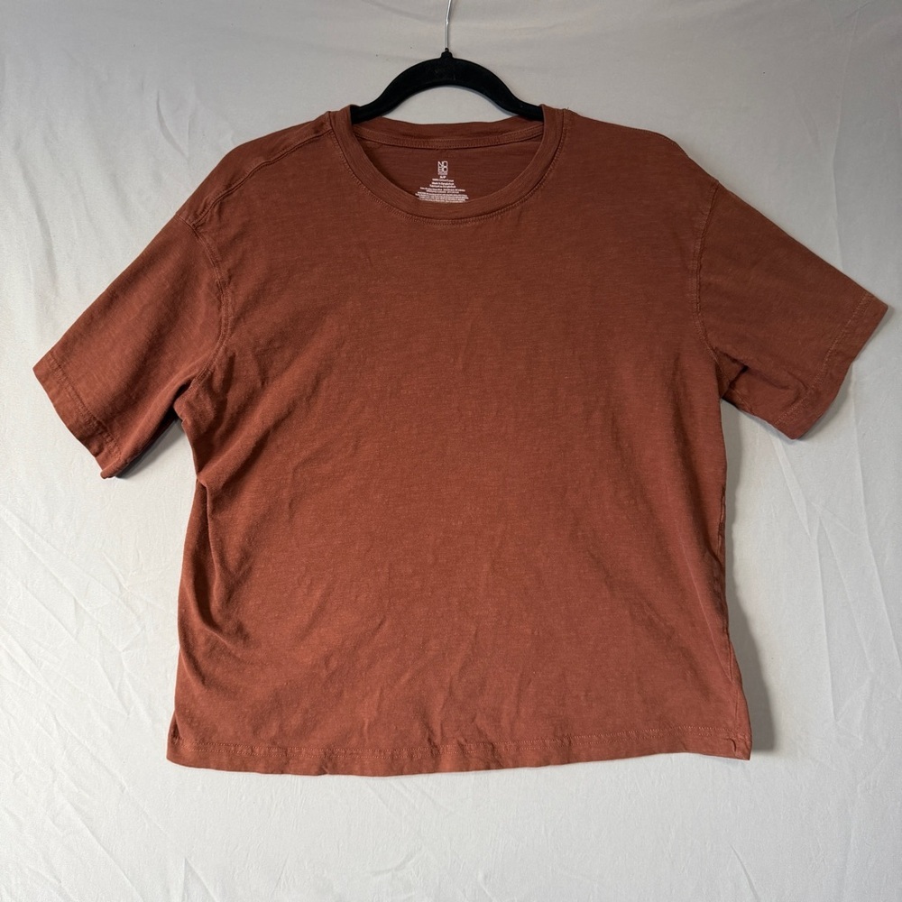 Nobo Womens Boxy Fit Cropped T Shirt Small Brown Grunge Loungewear Basic Cotton